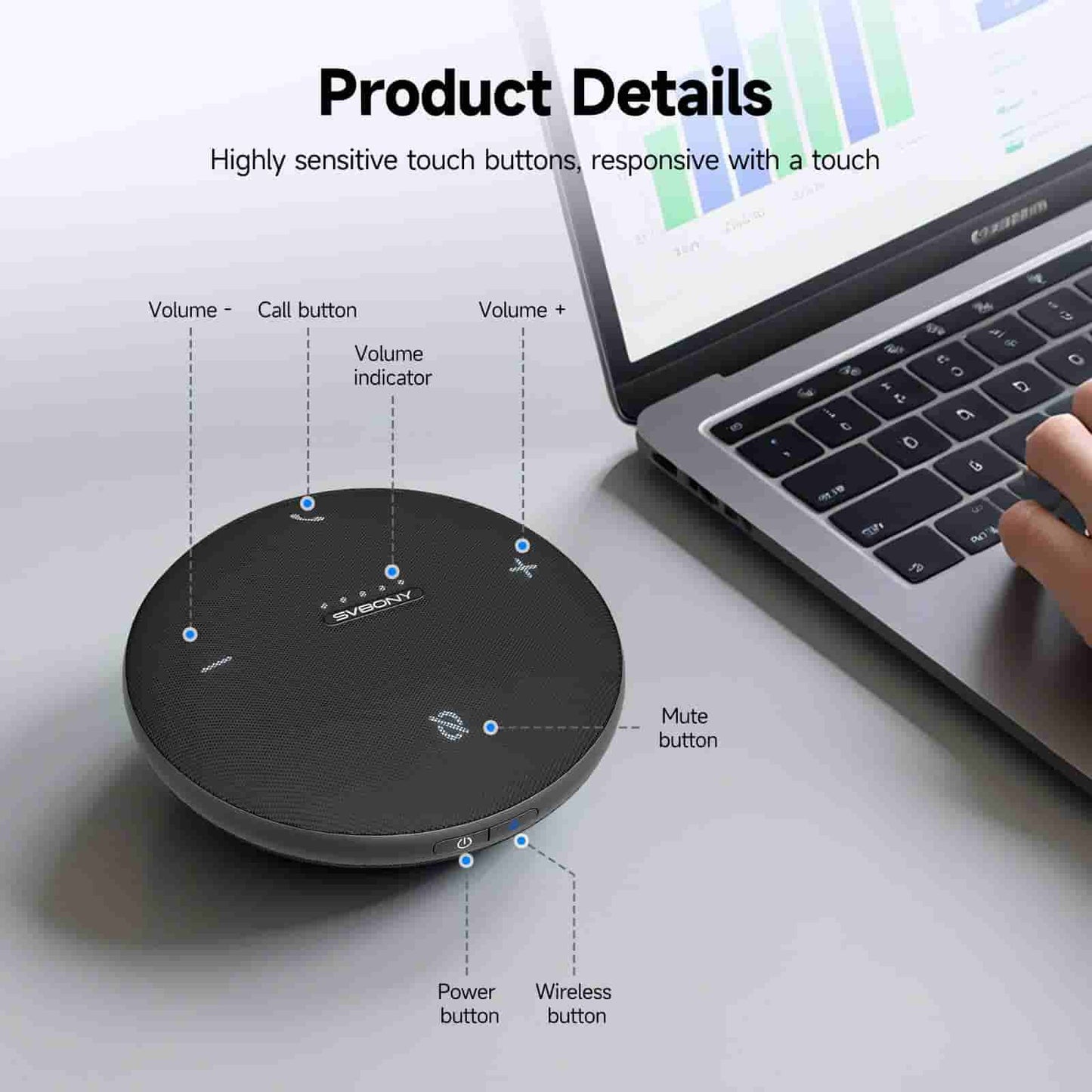 SVHub Omni2 Bluetooth Omni-Directional Microphone for Borderless Communication Conferencing - For the AI Smart Office