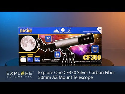 Explore One CF350 50mm Refractor — Silver Carbon Fiber Beginner Telescope on AZ Mount