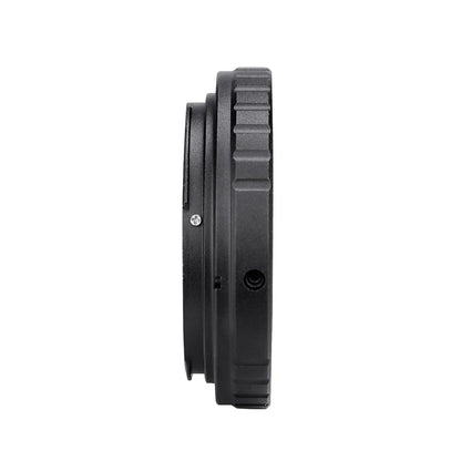 Side profile view of SVBONY M48 x 0.75 Canon camera adapter W2054B revealing precise M48 thread pitch smooth barrel construction and solid build quality for beginner astrophotographers looking for a secure and reliable Canon DSLR and mirrorless camera to telescope connection — Telescope Wolves