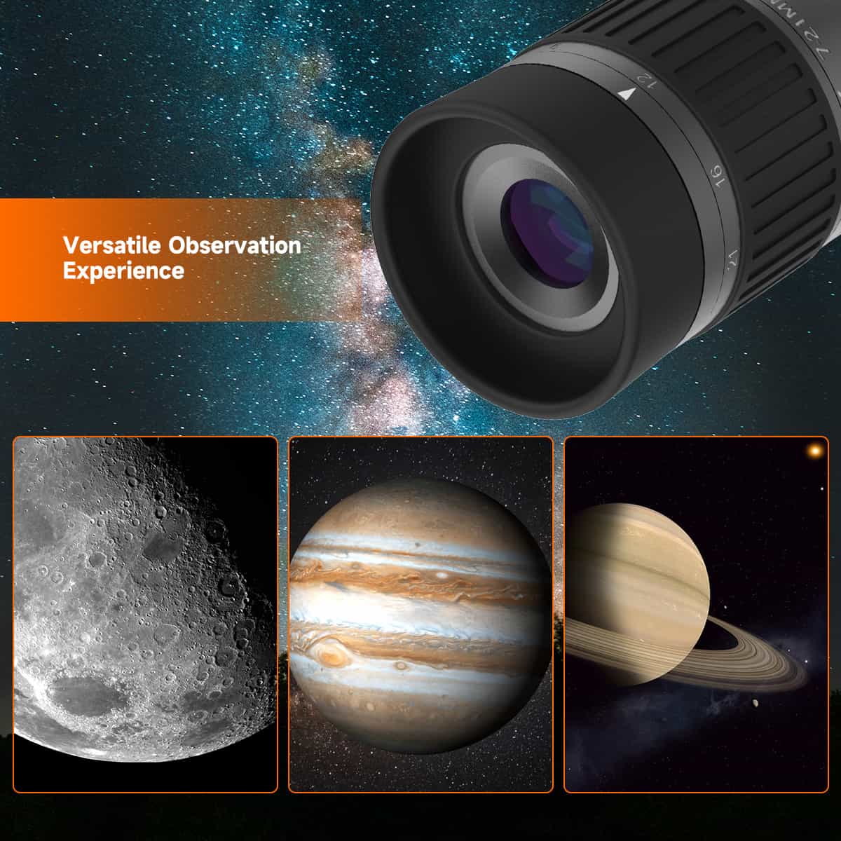SV135 Zoom Eyepiece 1.25inch 7-21mm 52°-36° Field of View Fully Multi-Coated 5-Element 3-Group Optical Design