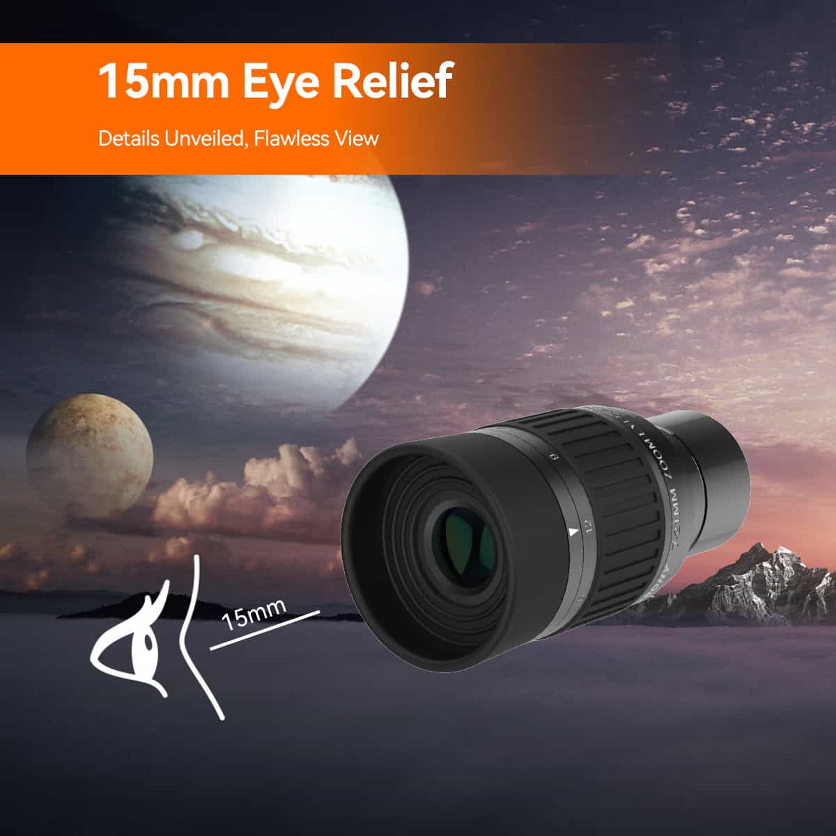 SV135 Zoom Eyepiece 1.25inch 7-21mm 60°- 40° Field of View Fully Multi-Coated 7-Element 4-Group Optical Design