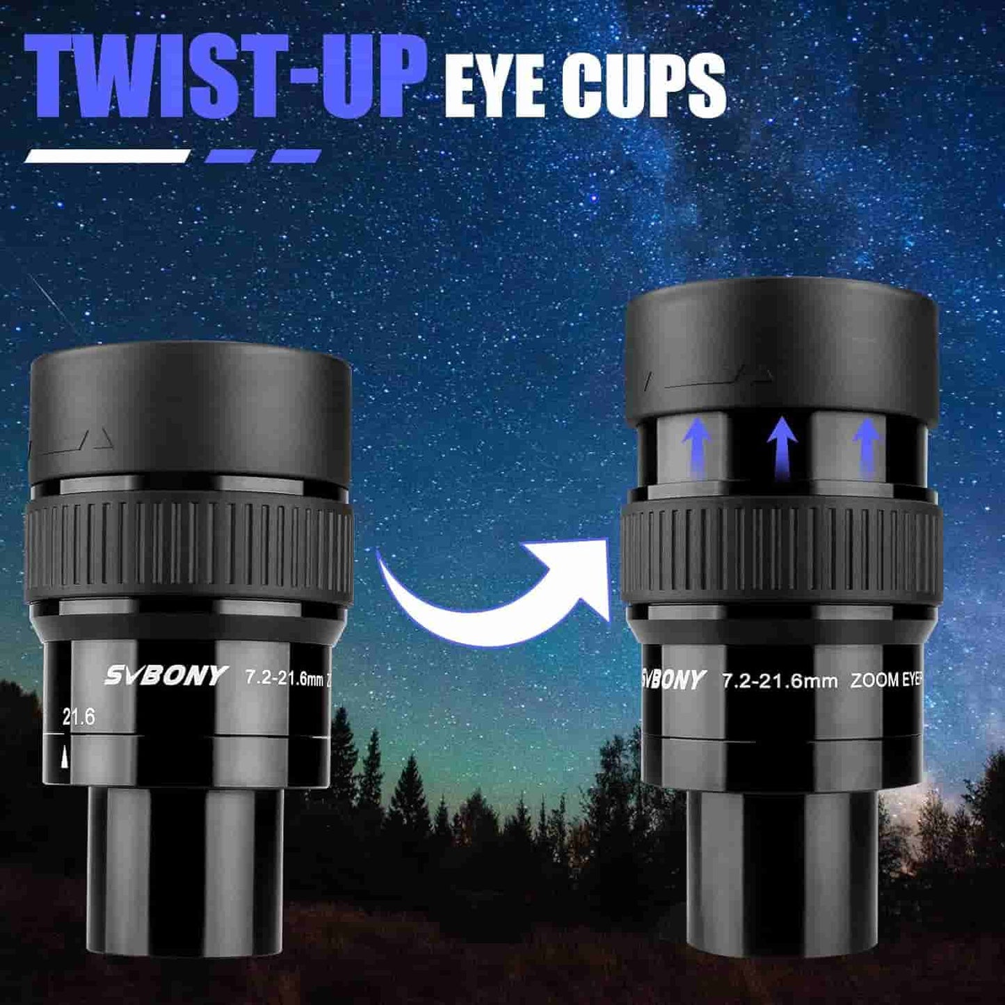 SVBONY SV191 Zoom Telescope Eyepiece Super Wide Angle Black 1.25inch