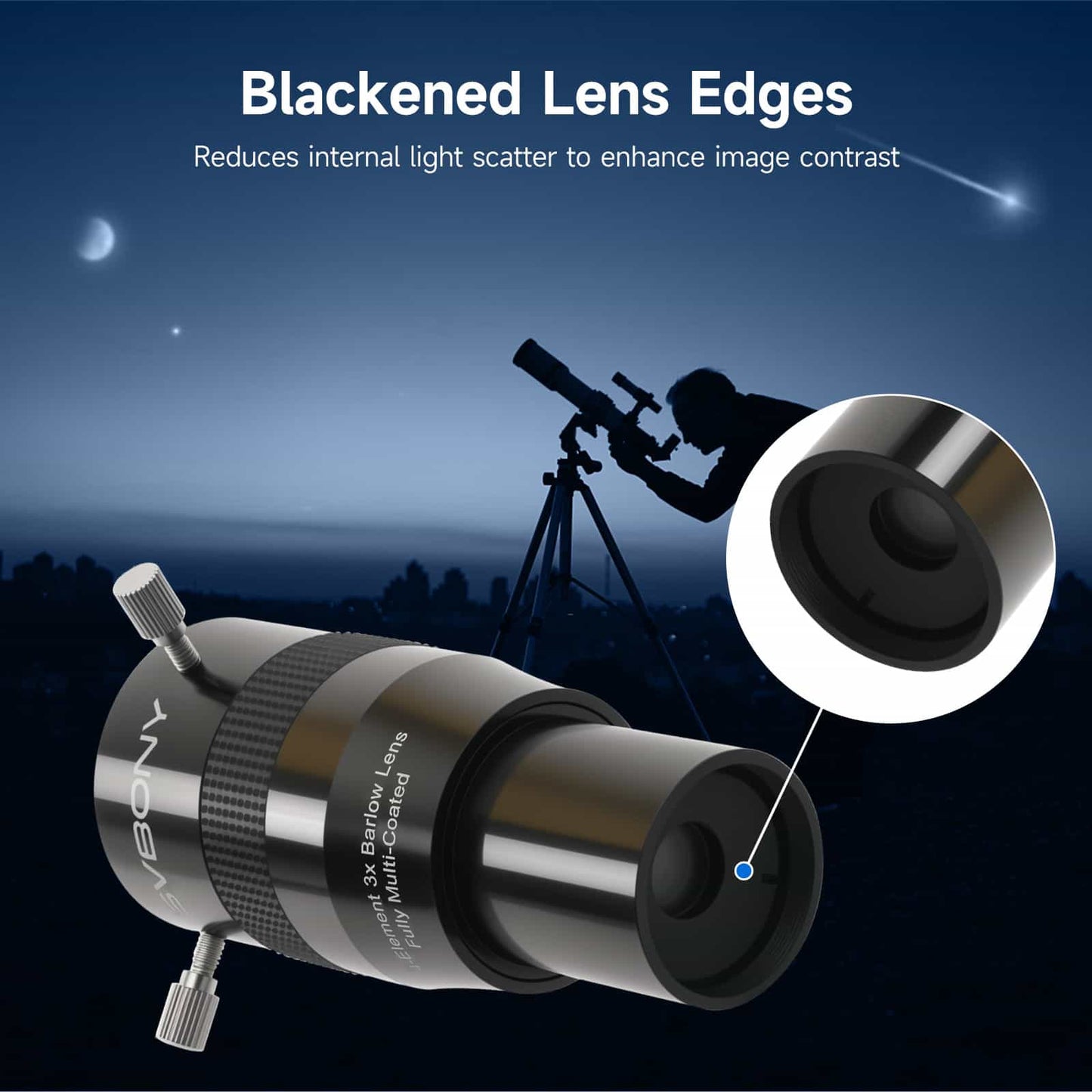 SVBONY SV216 Barlow Lens 1.25inch 3X 4-Element for Planetary Visual and Photography