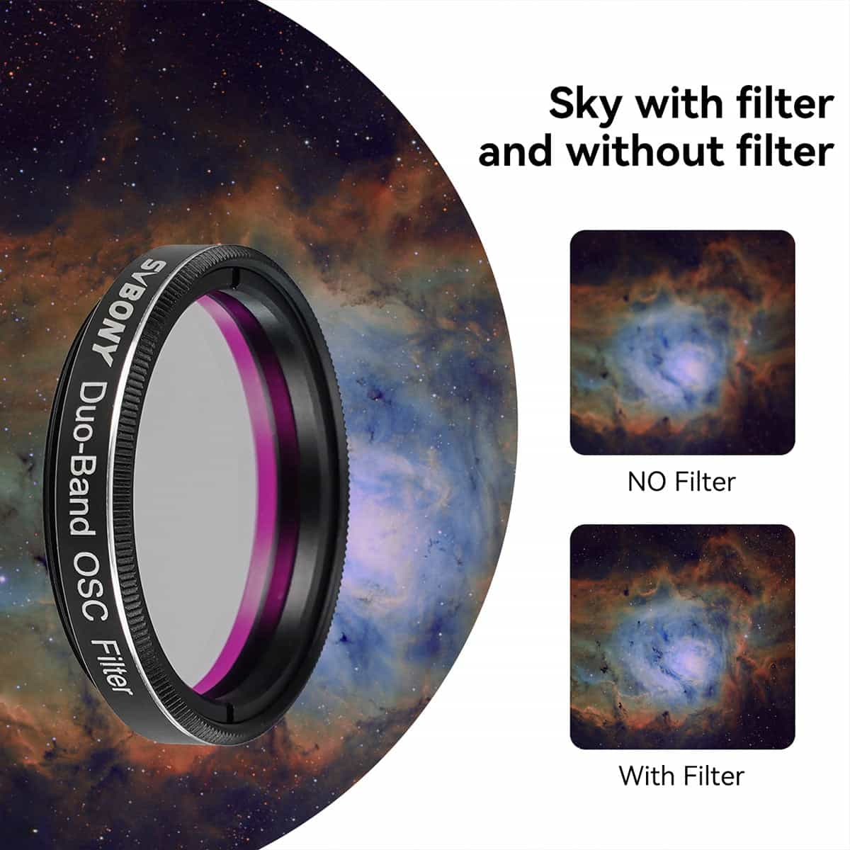 SVBONY SV220 Telescope Filter, H-Alpha & OIII, 7nm Dual-Band 1.25" Nebula Filter for Astrophotography