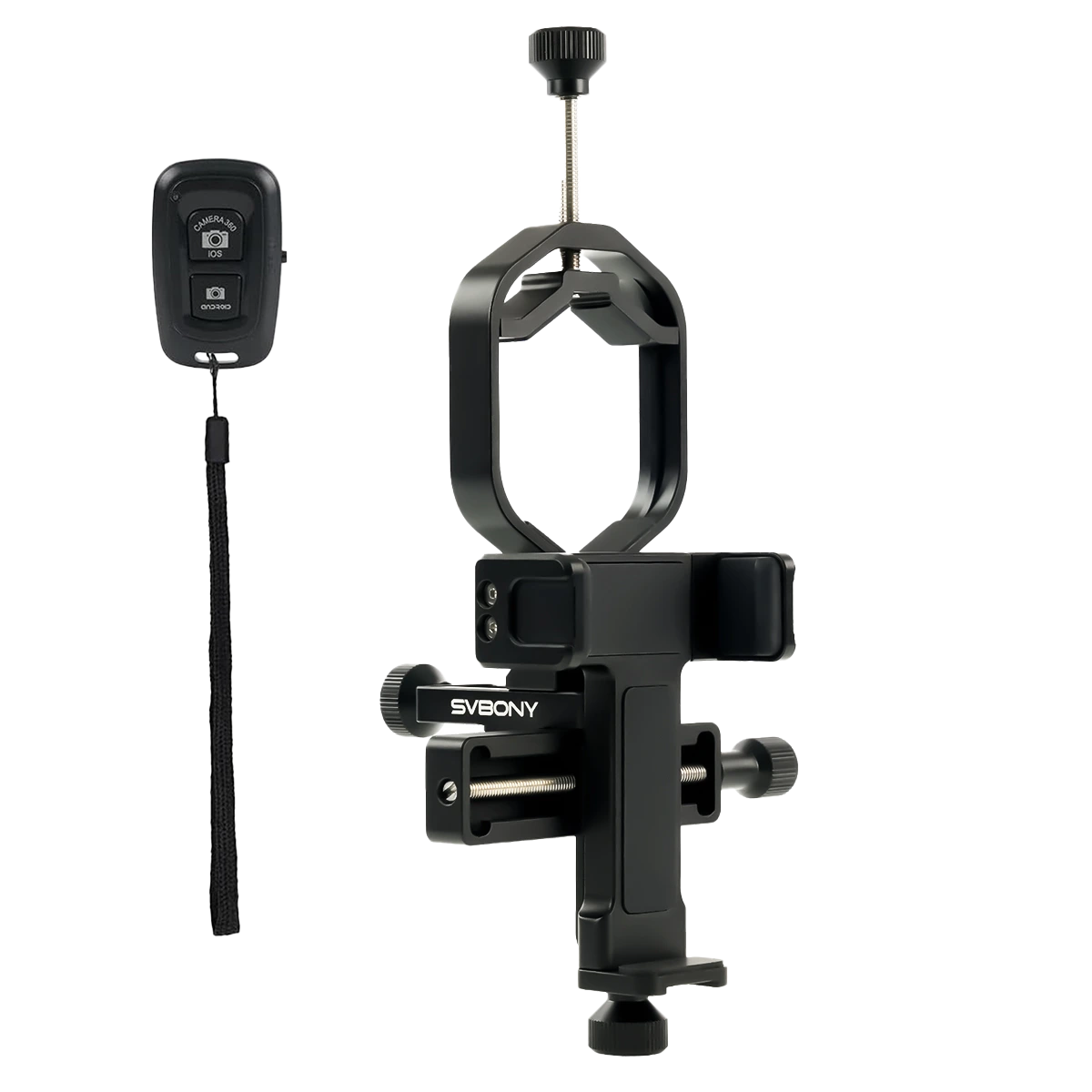 SV214 Pro Phone Adapter 3-Axis Universal Clamp With Shutter 28mm-64mm for Capture Images and Video Through Telescope or Digiscoping