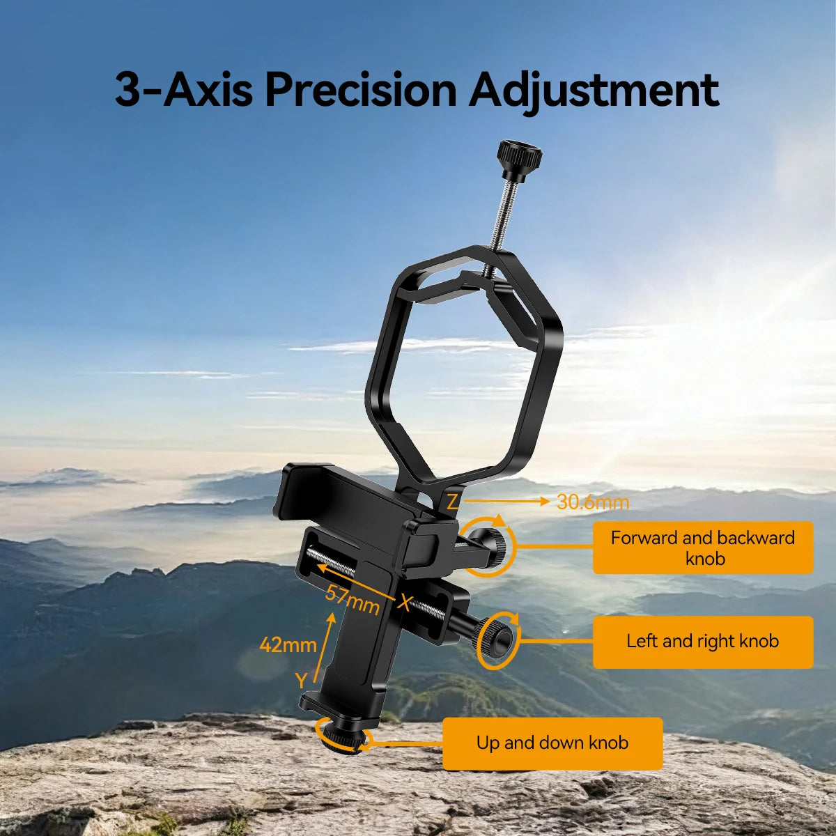 SV214 Pro Phone Adapter 3-Axis Universal Clamp With Shutter 28mm-64mm for Capture Images and Video Through Telescope or Digiscoping