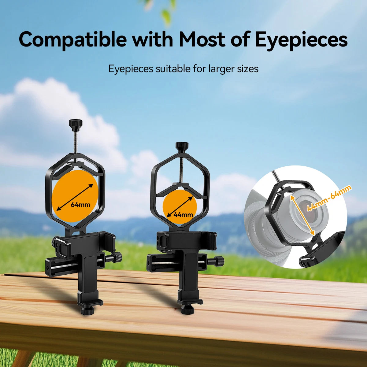 SV214 Pro Phone Adapter 3-Axis Universal Clamp With Shutter 28mm-64mm for Capture Images and Video Through Telescope or Digiscoping