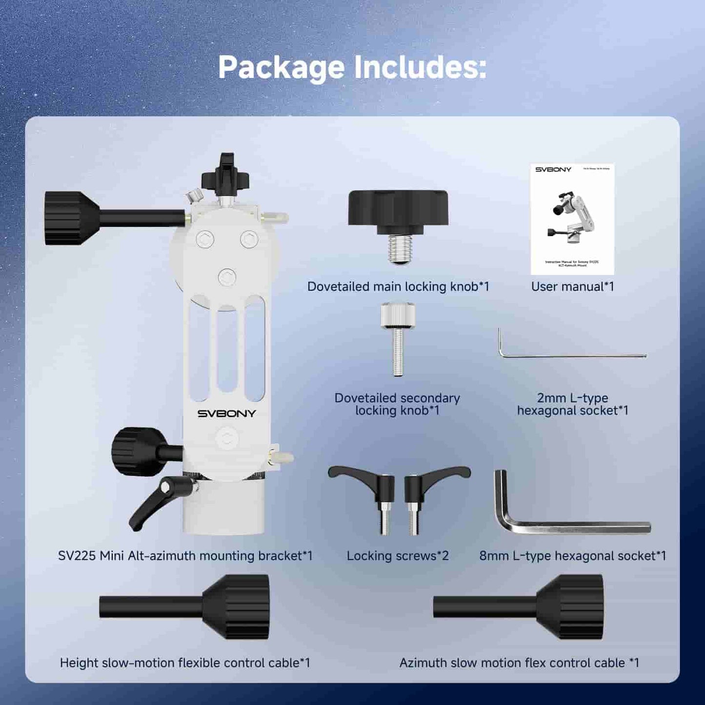 SV225 MINI Alt-Azimuth Telescope Mount Adjustable Angle Perfect Travel Companion For Beginner Astronomy