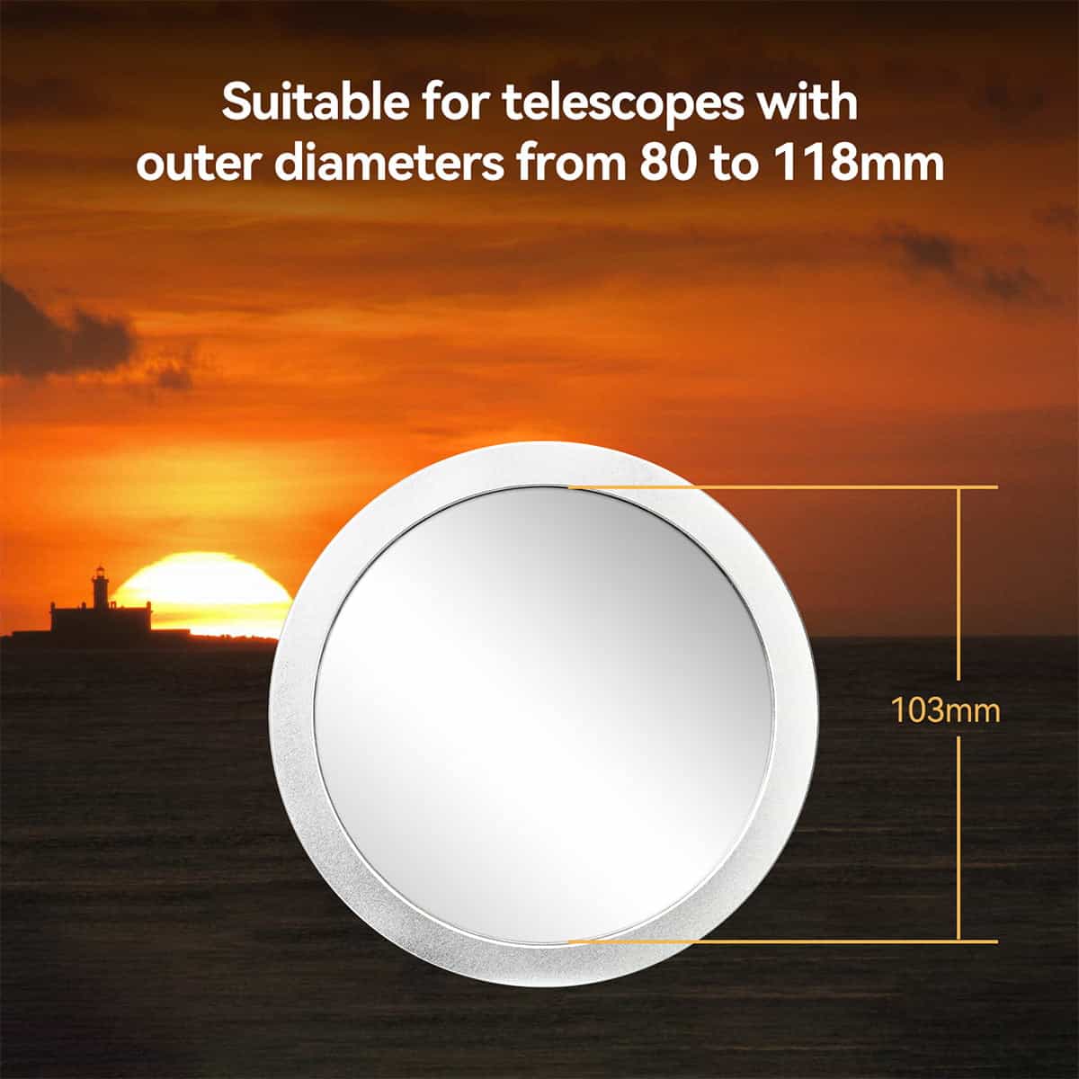SV229 Solar Eclipse Telescope Filter Metal Cap - Meet ISO 12312-2:2015 Standard For Eclipses & Sunspots Observation 103mm