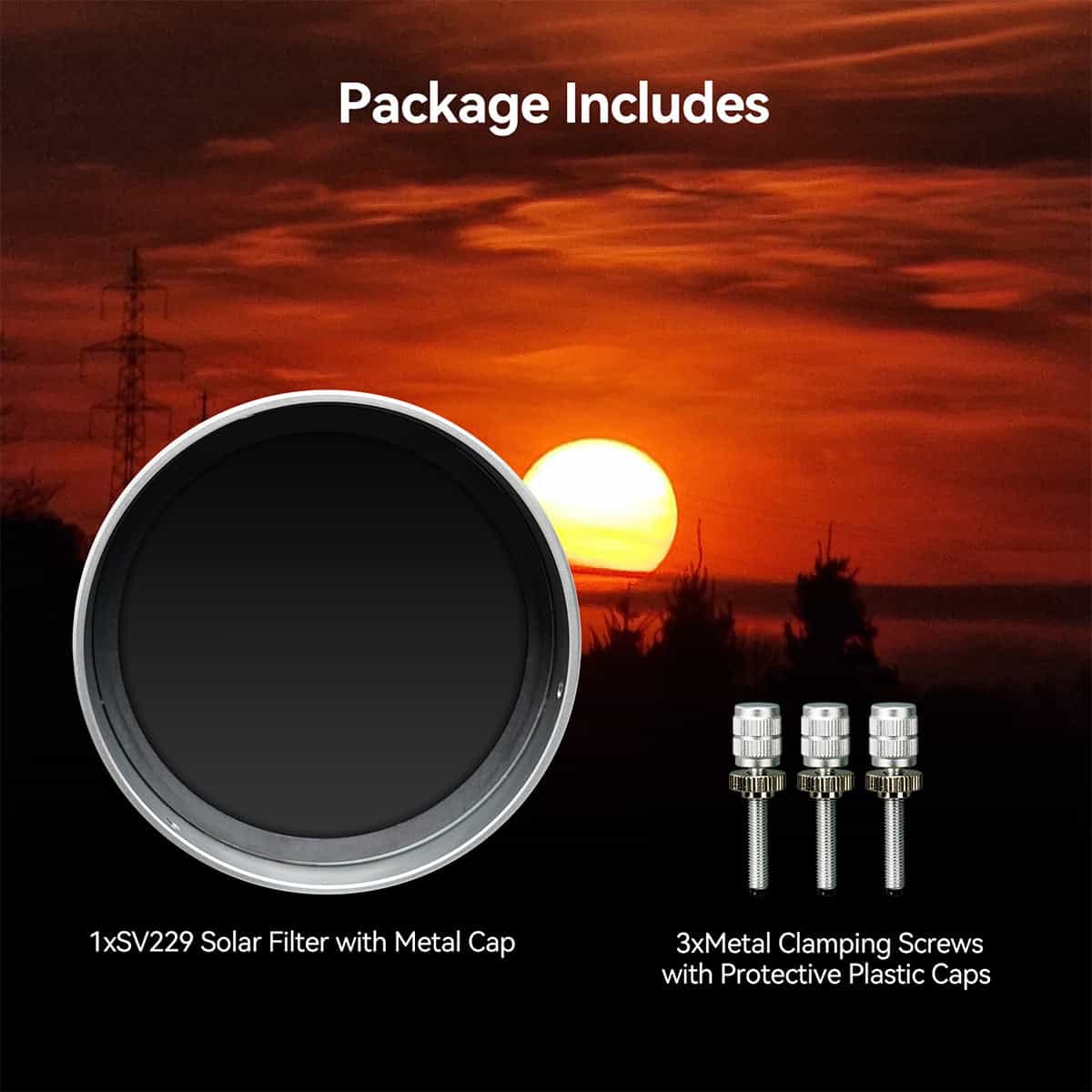 SV229 Solar Eclipse Telescope Filter Metal Cap - Meet ISO 12312-2:2015 Standard For Eclipses & Sunspots Observation 103mm