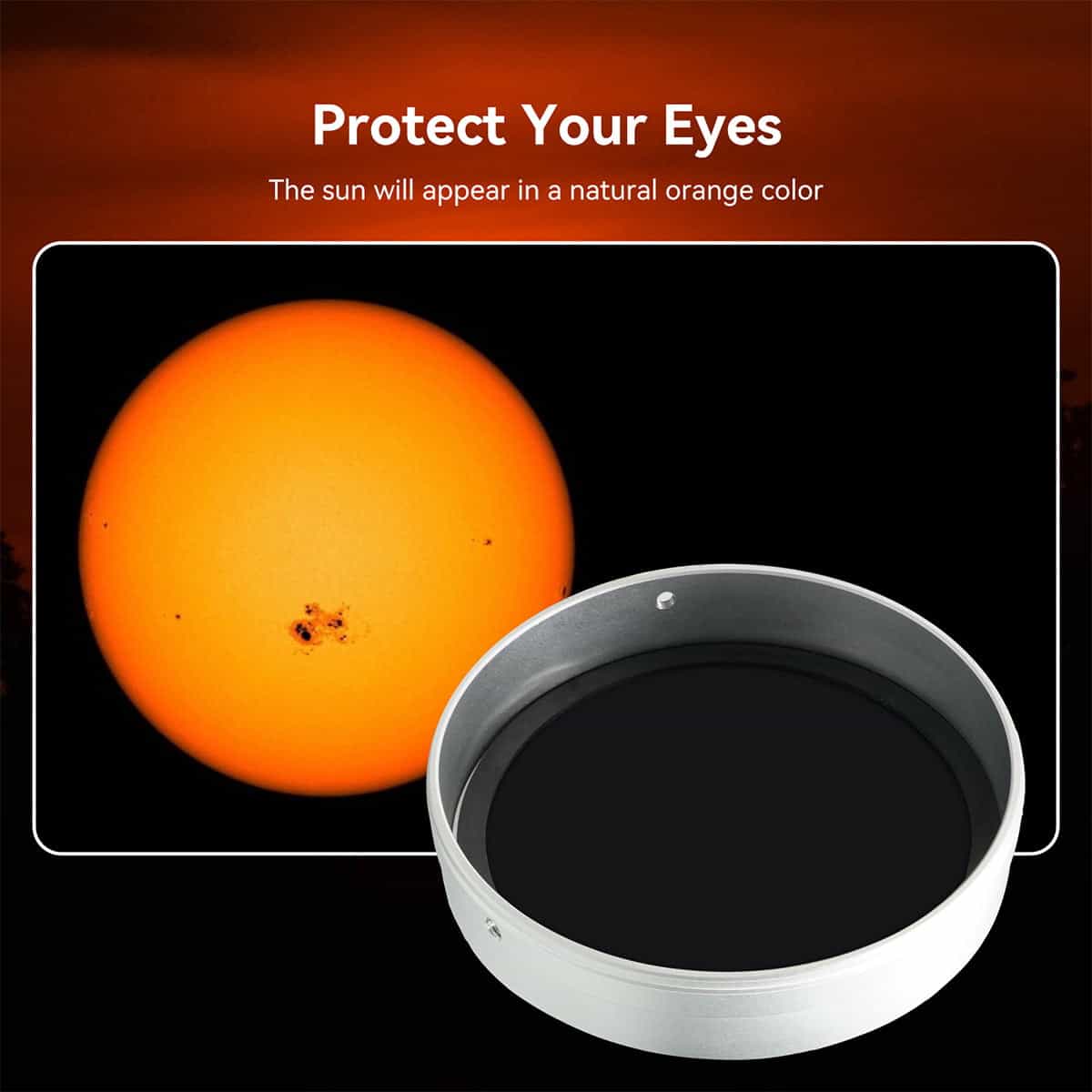 SV229 Solar Eclipse Filter Telescope Metal Cap with ISO 12312-2:2015 Standard For Eclipses & Sunspots Observation 140mm