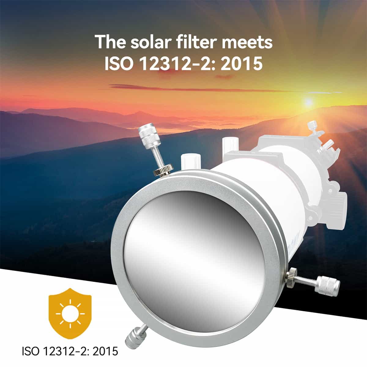 SV229 Solar Eclipse Filter Telescope Metal Cap with ISO 12312-2:2015 Standard For Eclipses & Sunspots Observation 140mm