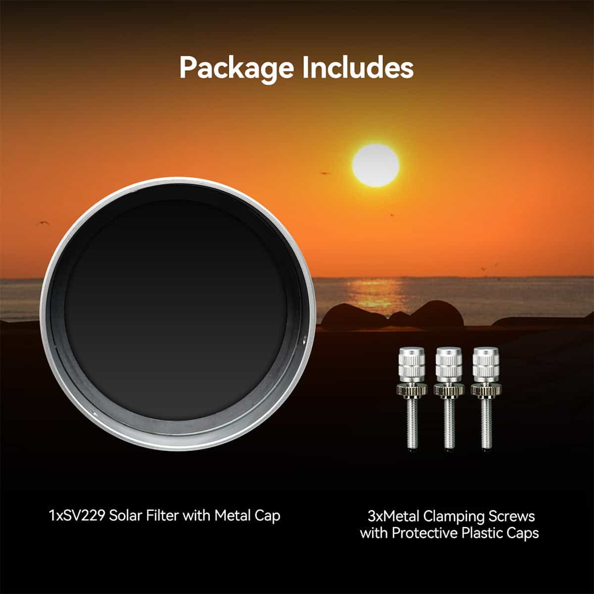 SV229 Solar Eclipse Filter Telescope Metal Cap with ISO 12312-2:2015 Standard For Eclipses & Sunspots Observation 140mm