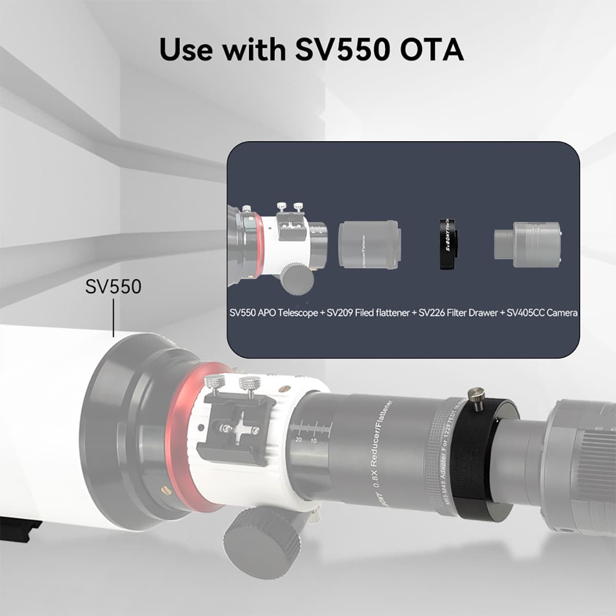 SV226 Telescope Filter Drawer - 1.25" & 2" Astronomy Filter Combination for Astrophotography