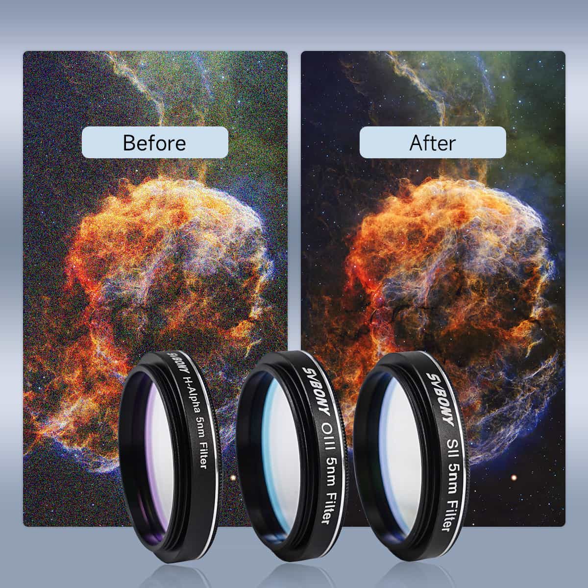 SV227 SHO Filter H-Alpha OIII SII 5nm 1.25inch Astrophotography Bundle Set for Deep Space Objects