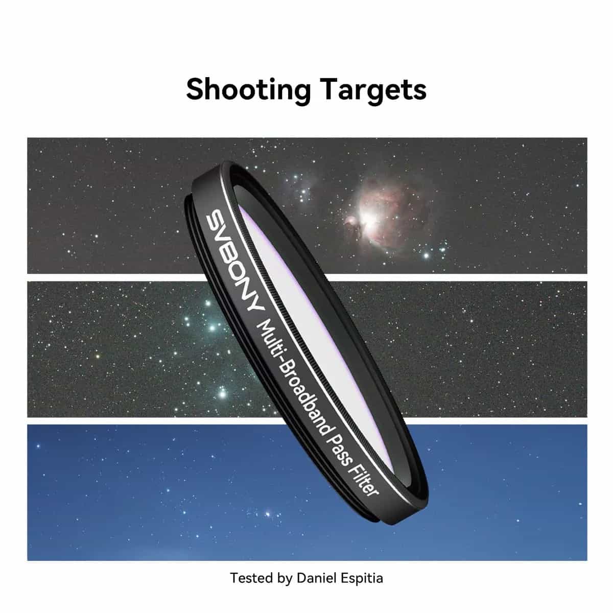 SV260 Multi-Bandpass Filter 5-bandpass Broadband Pass Light Pollution Filter for Deep-Sky Photography, Galaxy, Reflection Nebula, and Starfield Shooting