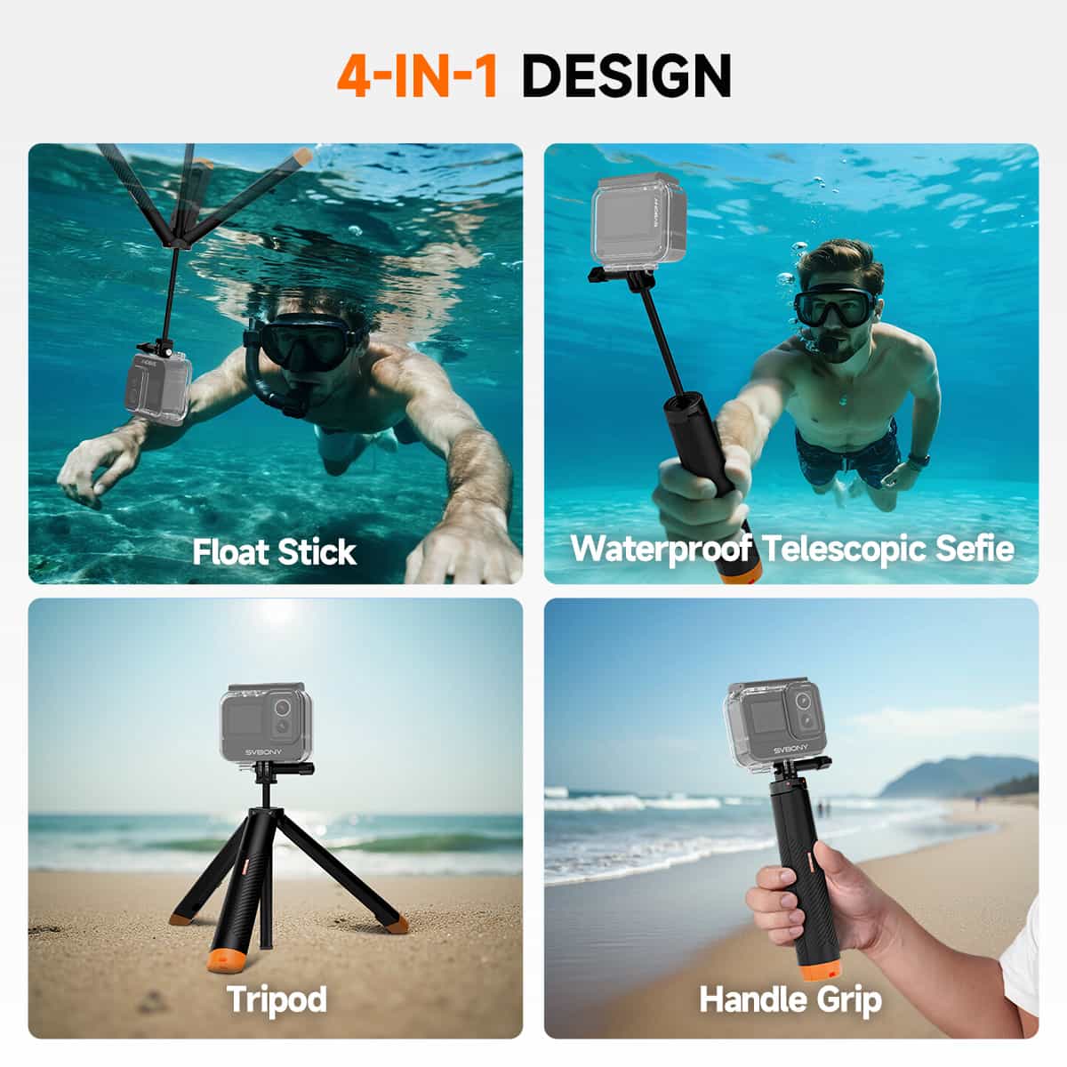 SVBONY Sports Camera Floating Tripod Buoyancy Stick, No Loss of Water Shots - Surfing/Diving/Rafting Essentials