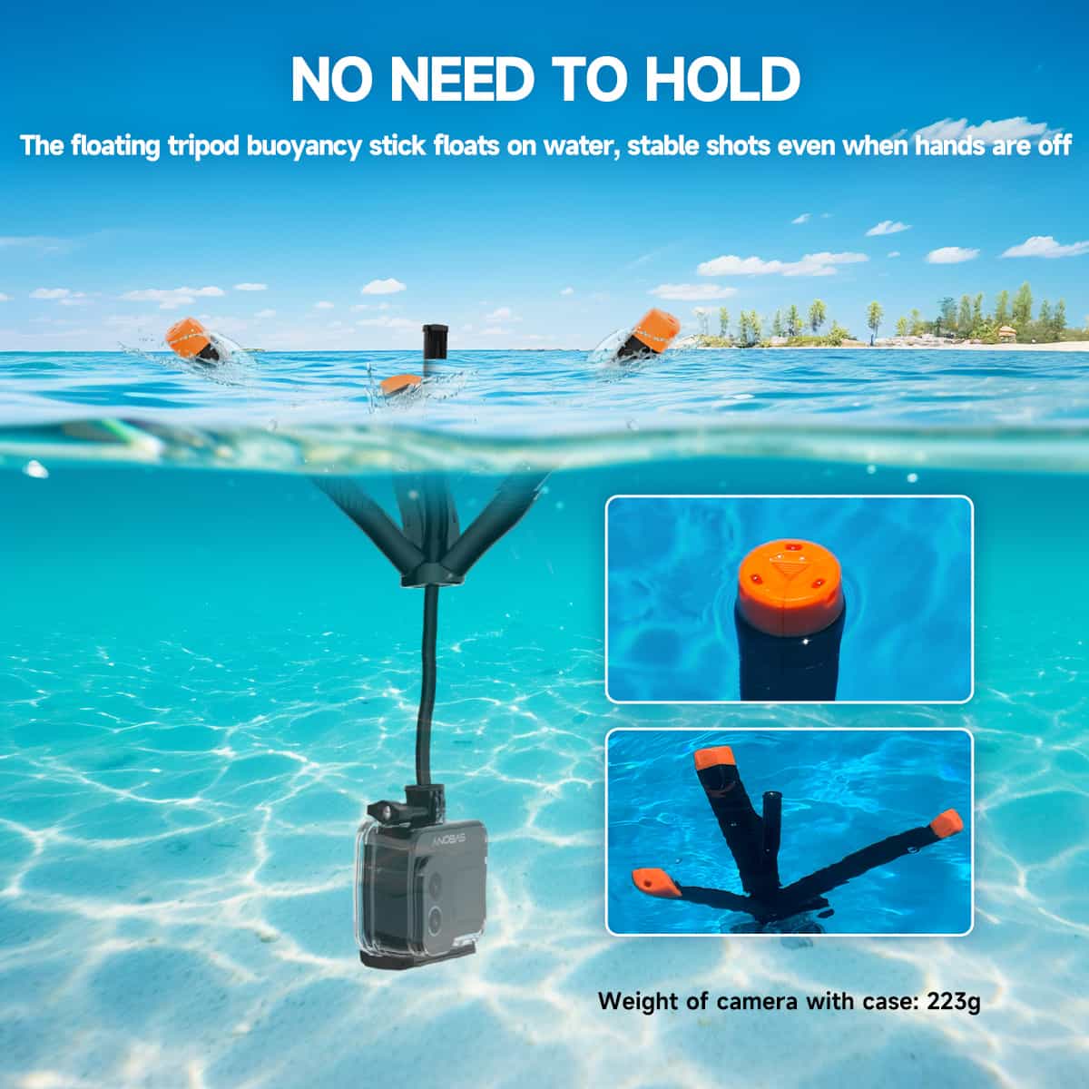 SVBONY Sports Camera Floating Tripod Buoyancy Stick, No Loss of Water Shots - Surfing/Diving/Rafting Essentials