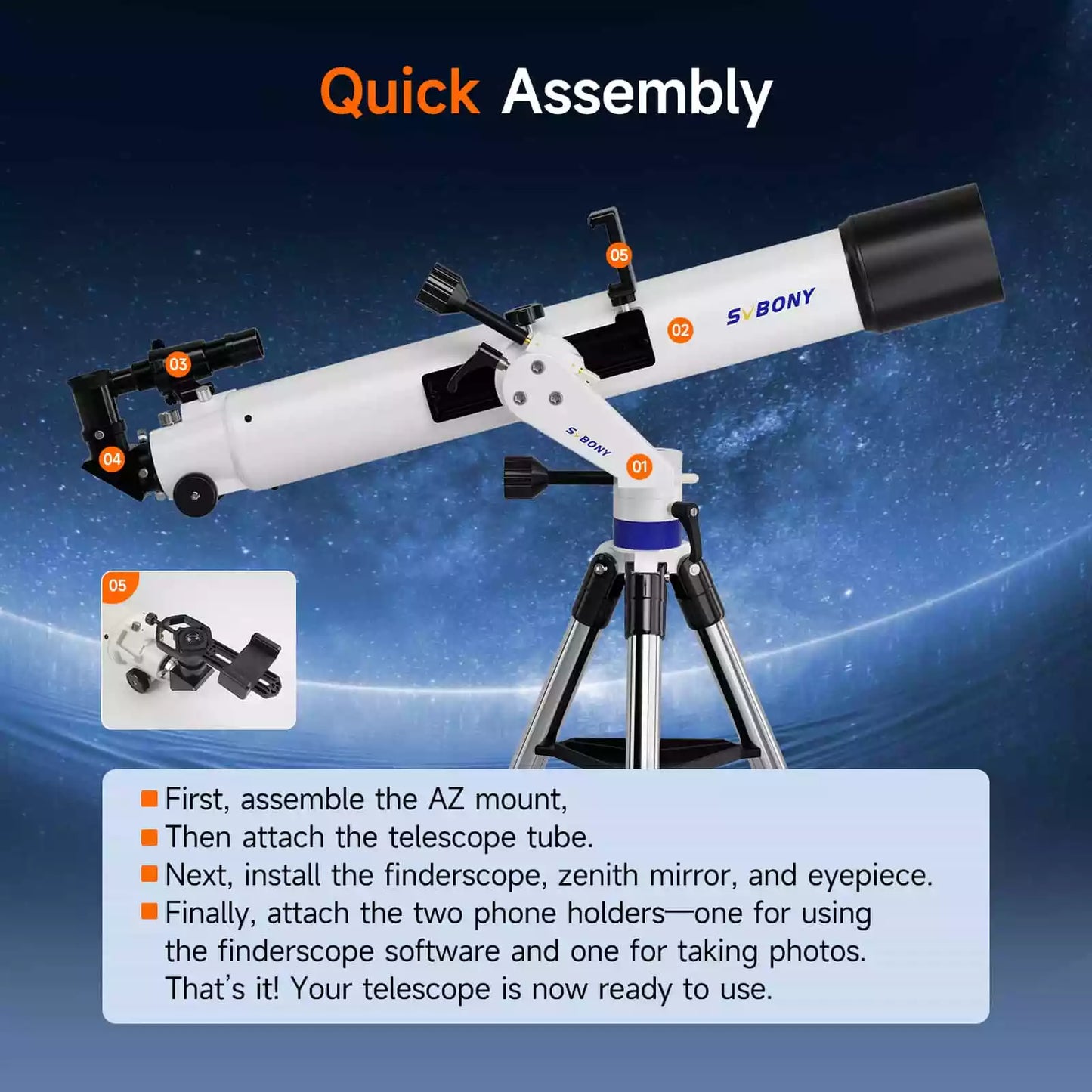 SV520 Telescope Complete Kit Perfect for Astronomy Beginners Start Stargazing Adventure