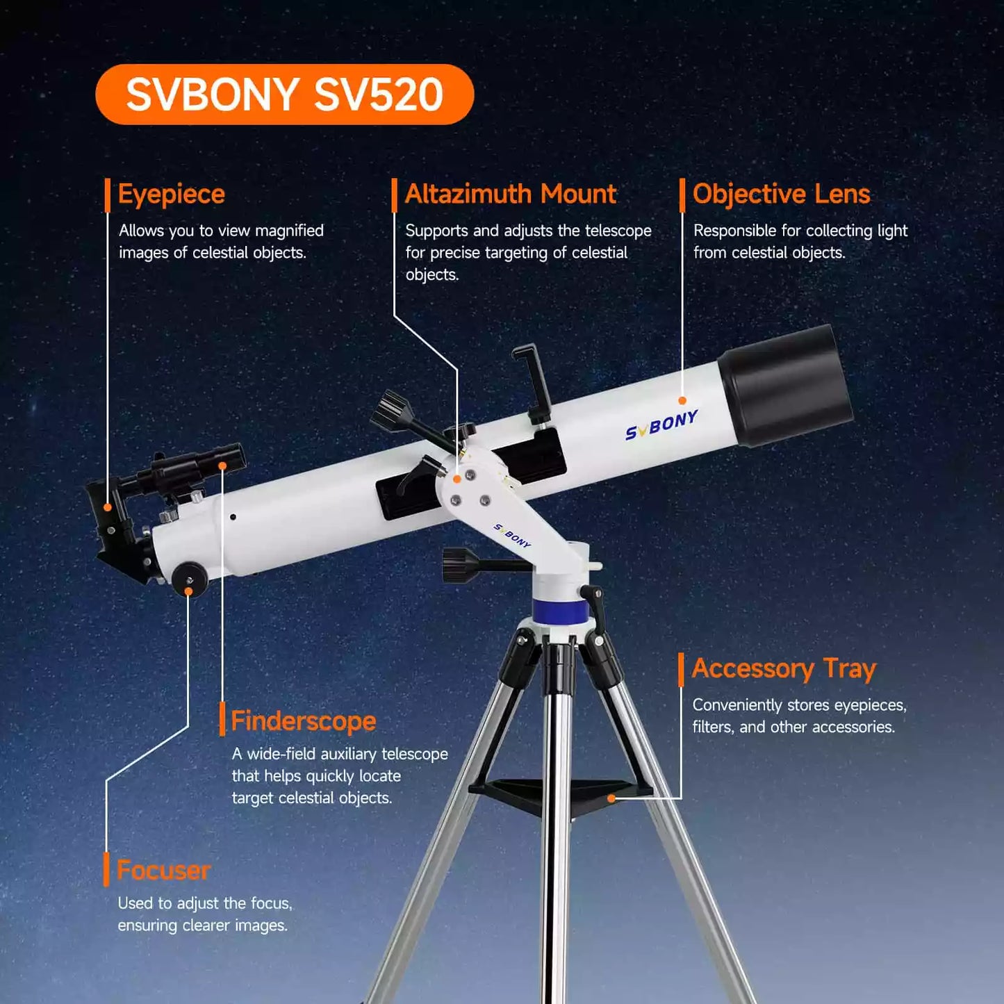SV520 Telescope Complete Kit Perfect for Astronomy Beginners Start Stargazing Adventure