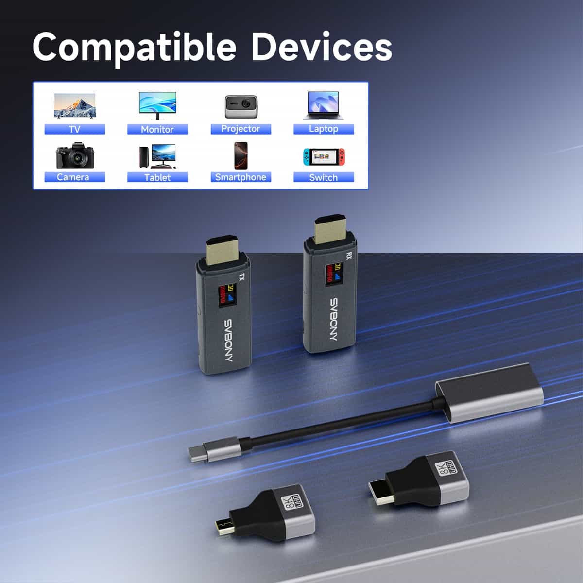 TransAir1 Wireless HDMI Transmitter and Receiver Plug & Play 1080P HD Sender Extender Portable w/ LED Display for Streaming Video and Audio