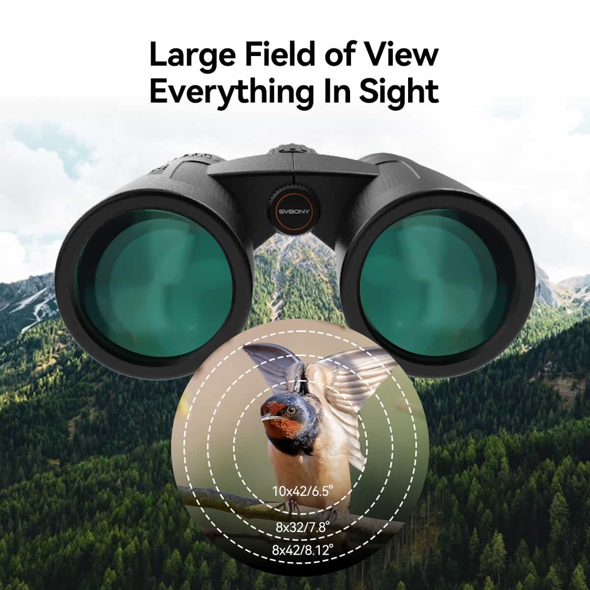 SVBONY SV202 Upgraded ED Binoculars 8x32/8x42/10x42 Bak4 Prism Wide Field of View IPX7 Waterproof Fogproof for Adults Bird Watching