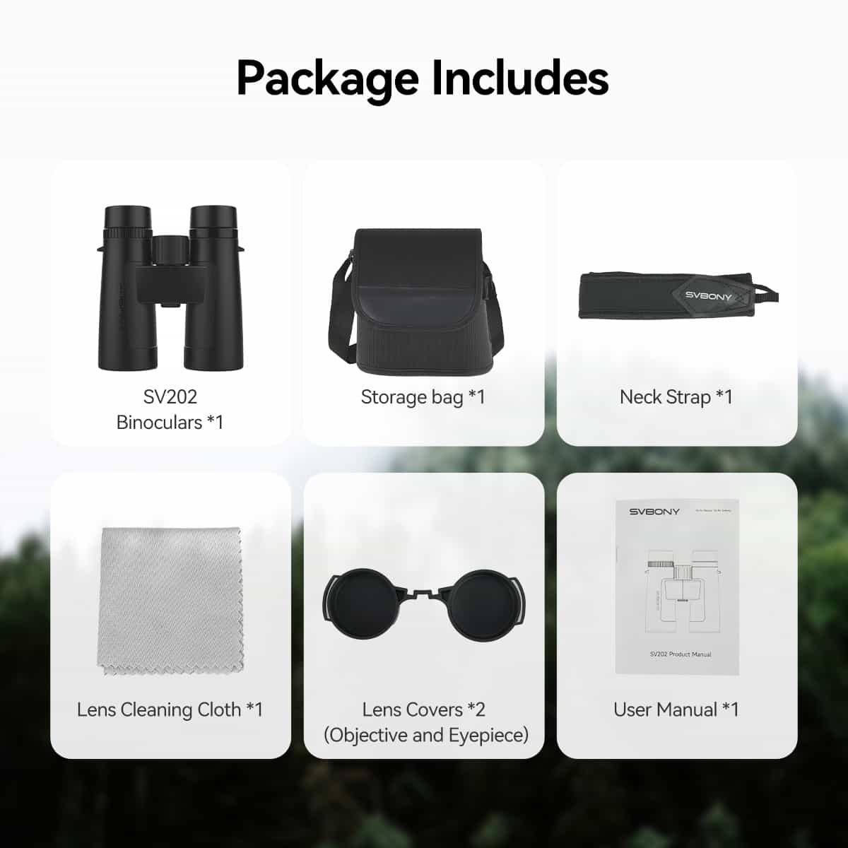 SVBONY SV202 Upgraded ED Binoculars 8x32/8x42/10x42 Bak4 Prism Wide Field of View IPX7 Waterproof Fogproof for Adults Bird Watching