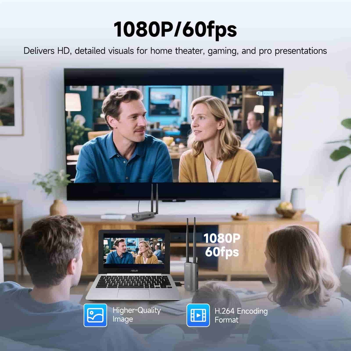 TransAir3 Wireless Video Transmission System 0.06s Latency 1080P HD Sender Extender for Streaming, Presentations, Big-screen entertainment