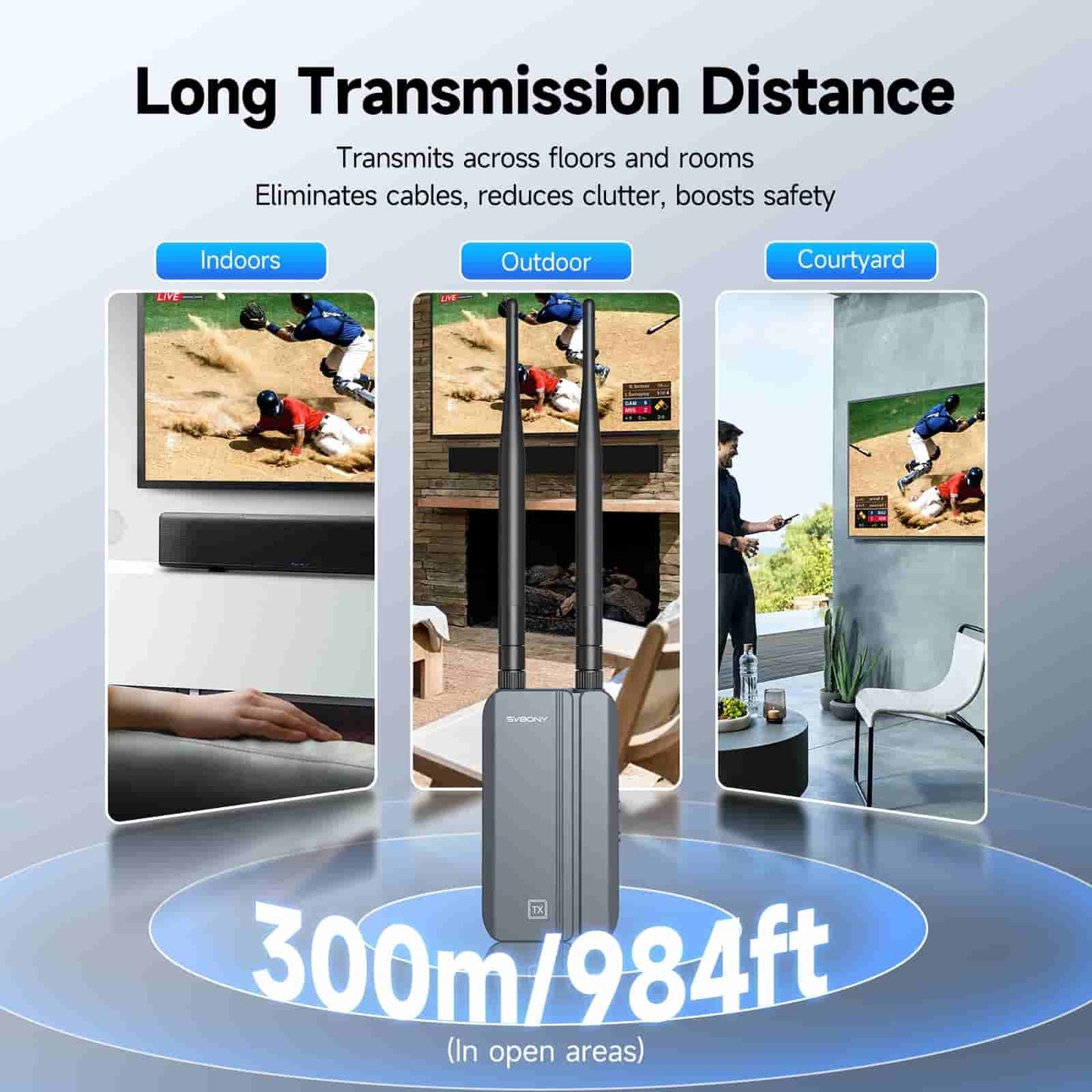 TransAir3 Wireless Video Transmission System 0.06s Latency 1080P HD Sender Extender for Streaming, Presentations, Big-screen entertainment
