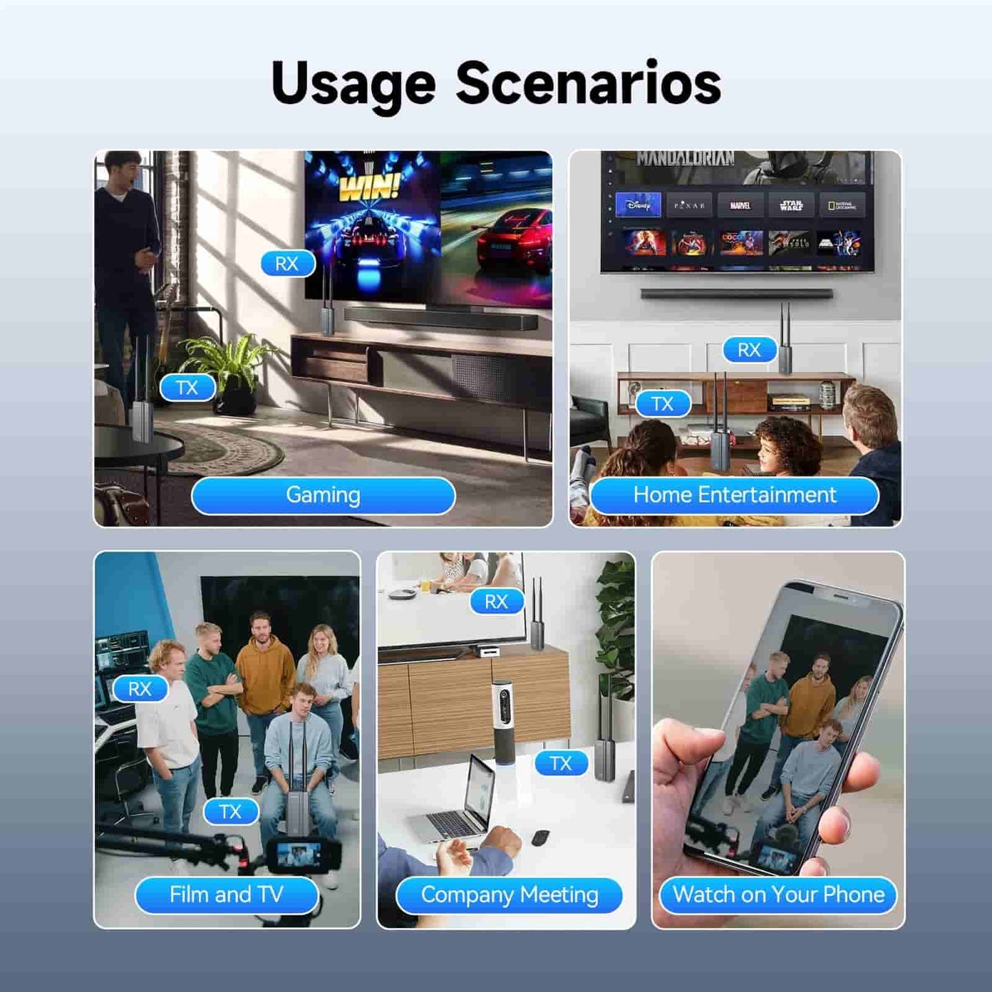 TransAir3 Wireless Video Transmission System 0.06s Latency 1080P HD Sender Extender for Streaming, Presentations, Big-screen entertainment