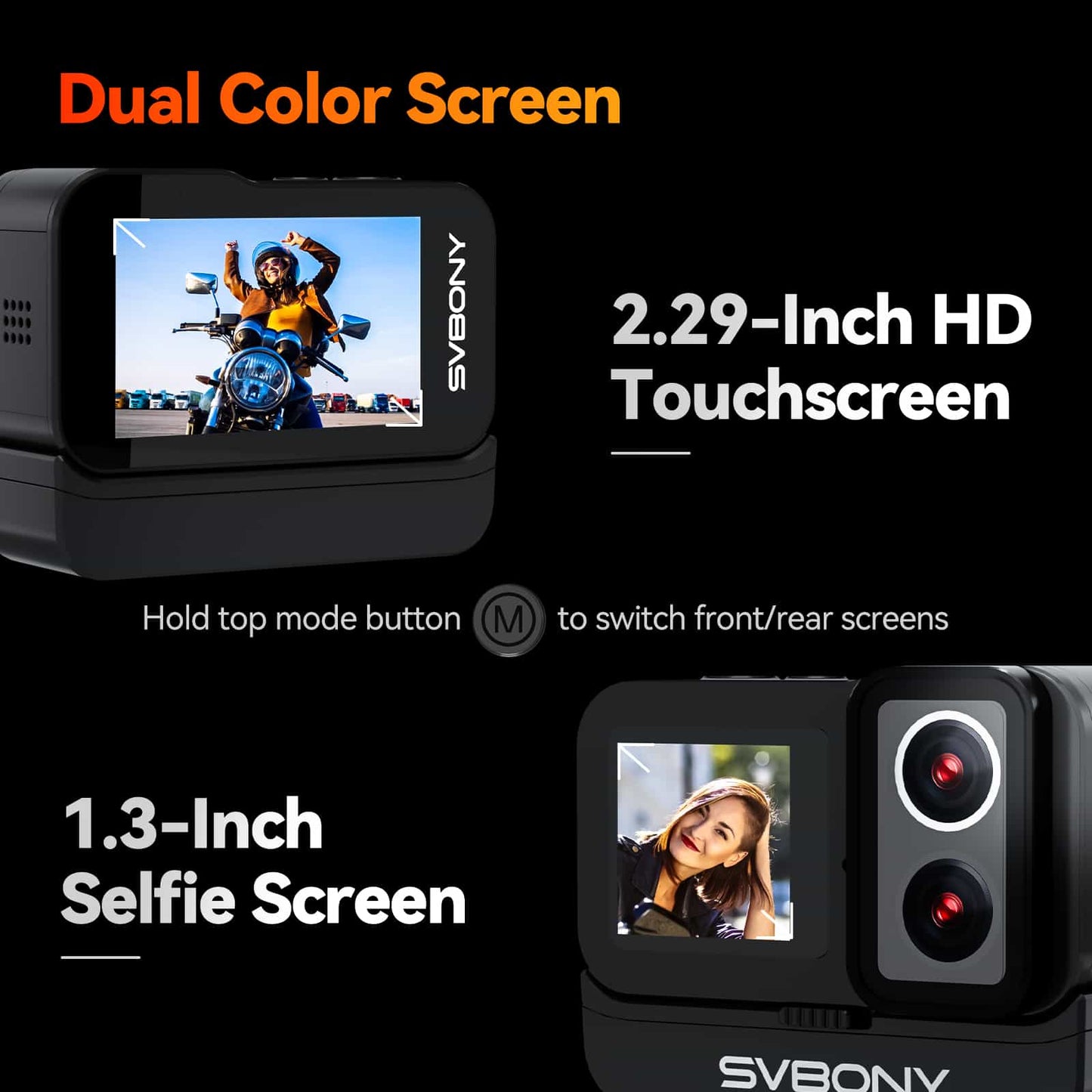 SVBONY SVGO Dual Lens Action Camera lenses support 4K 30fps recording, deliver exceptional night vision clarity, feature IPX8 waterproof rating, and are perfect for diving, bicycling, sports, and various outdoor activities