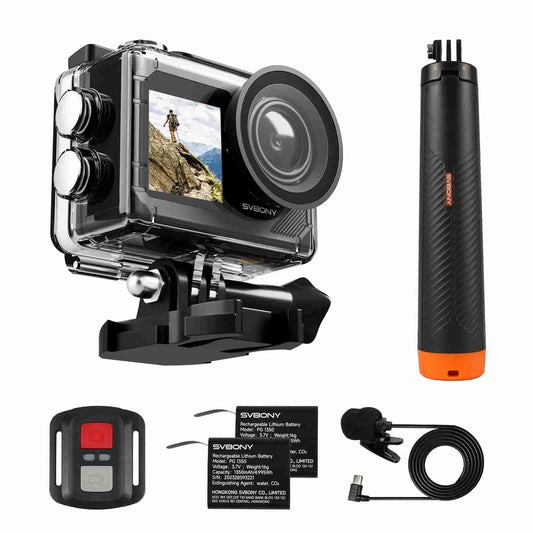 SVbony SVGO2 Action Camera 4K/30fps, IPX8 waterproof for diving, surfing, skiing, and perfect for casual sports and daily vlog too—with simple operation and great value