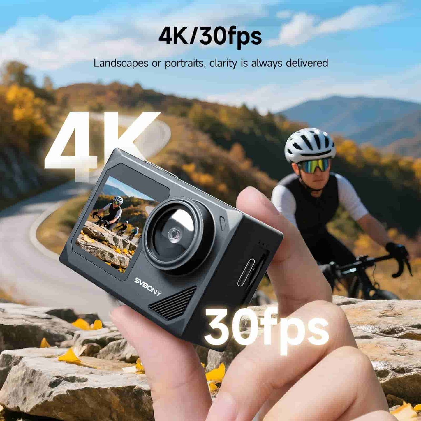 SVbony SVGO2 Action Camera 4K/30fps, IPX8 waterproof for diving, surfing, skiing, and perfect for casual sports and daily vlog too—with simple operation and great value