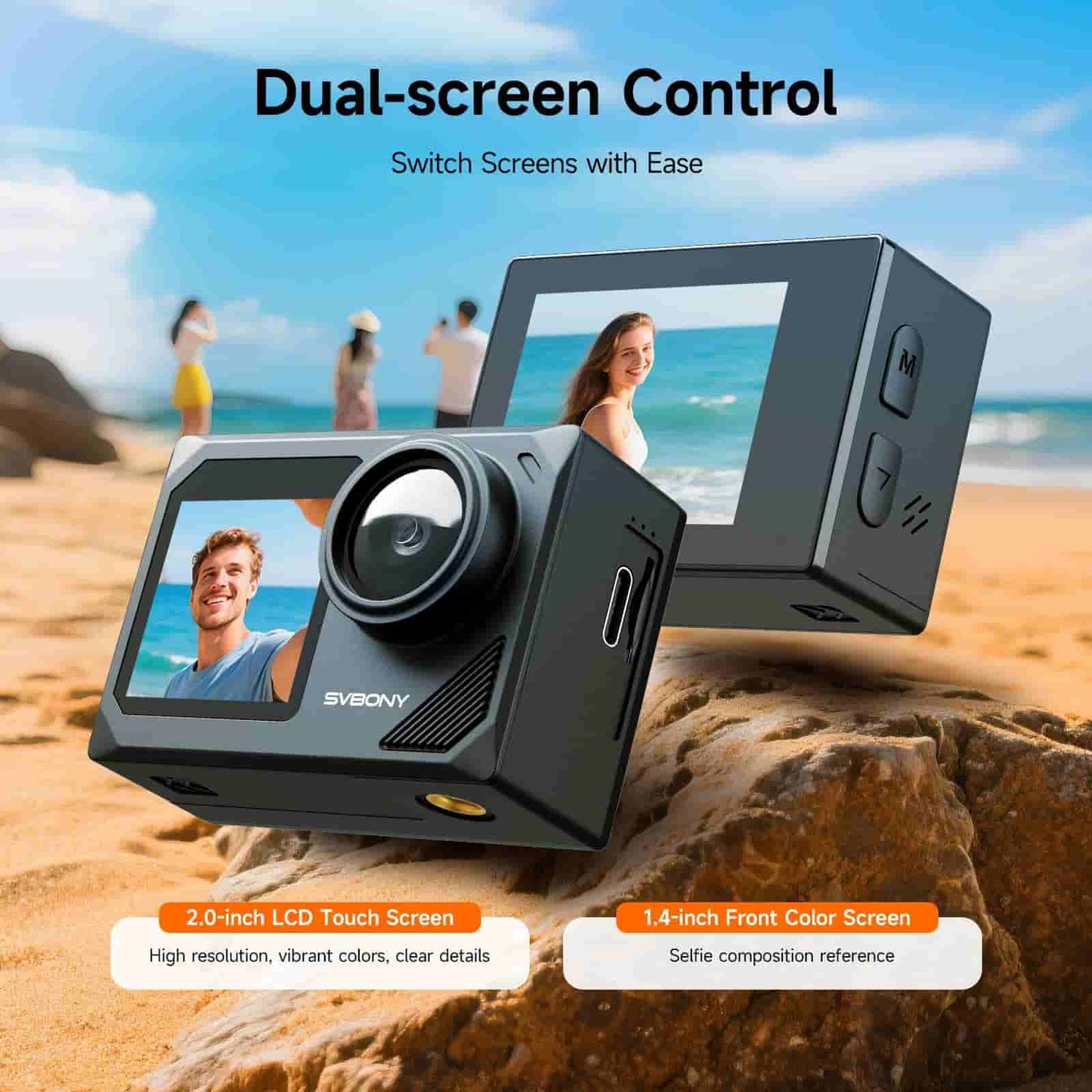 SVbony SVGO2 Action Camera 4K/30fps, IPX8 waterproof for diving, surfing, skiing, and perfect for casual sports and daily vlog too—with simple operation and great value