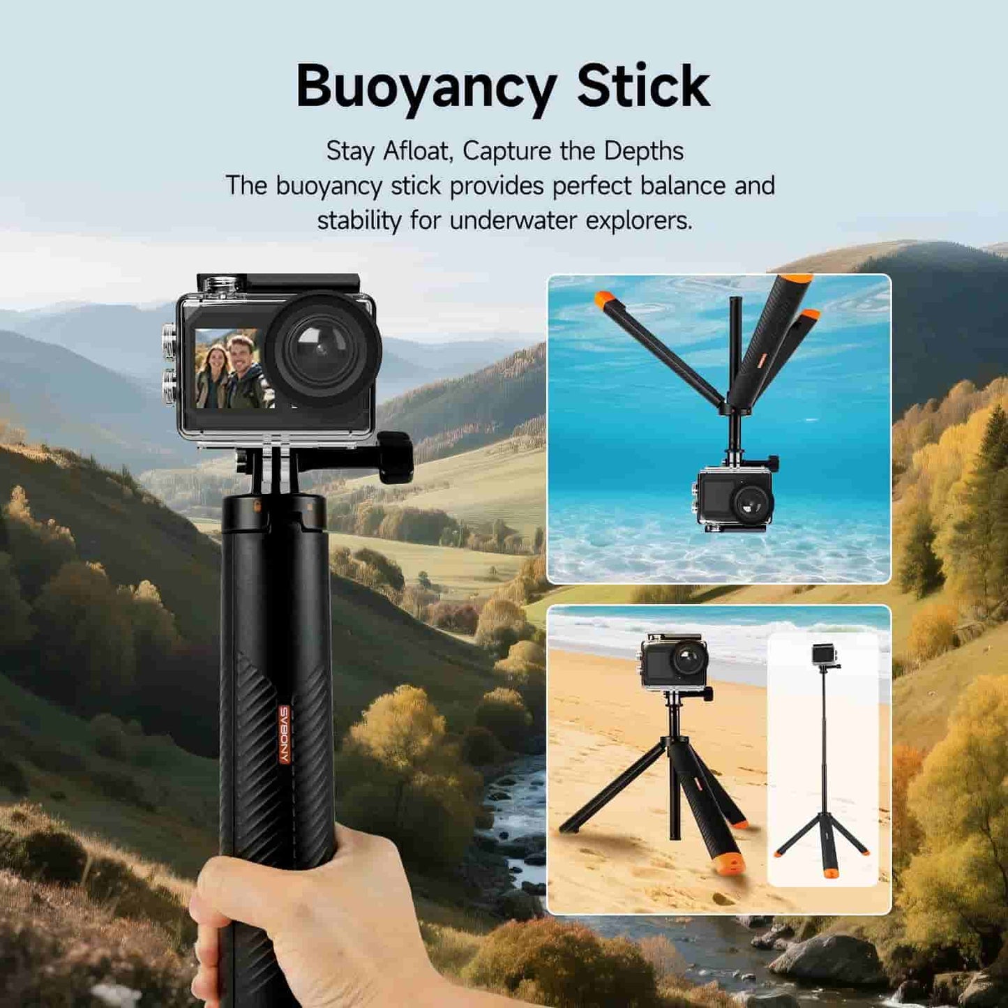 SVbony SVGO2 Action Camera 4K/30fps, IPX8 waterproof for diving, surfing, skiing, and perfect for casual sports and daily vlog too—with simple operation and great value