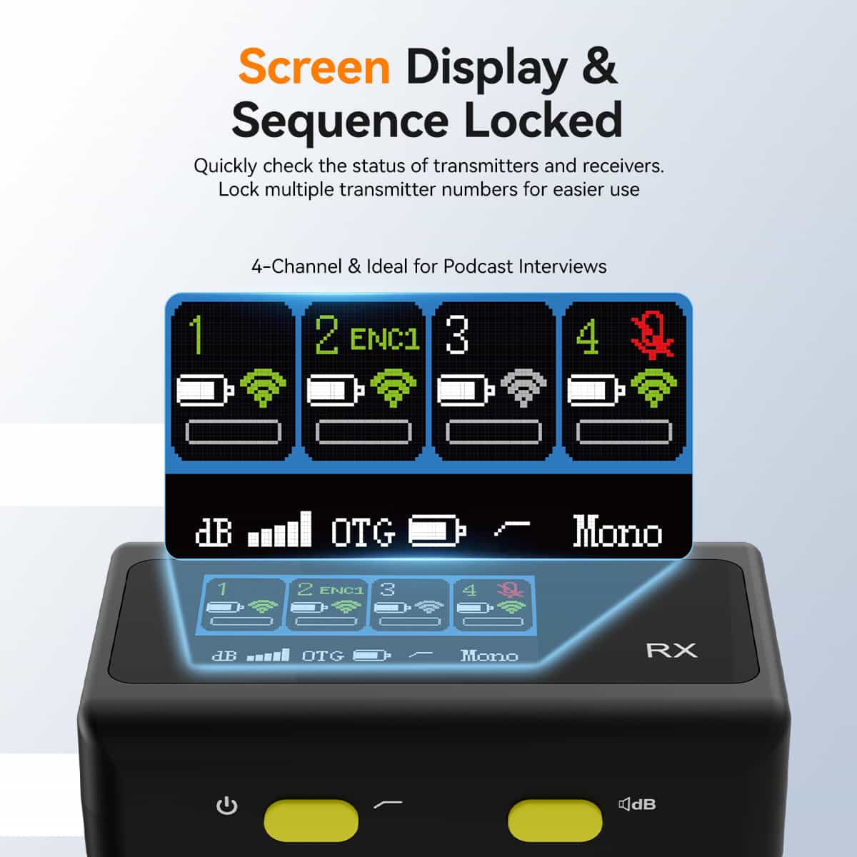 SVMic D4 Wireless lavalier microphone with four transmitters, ideal for interviews, meetings and live streaming