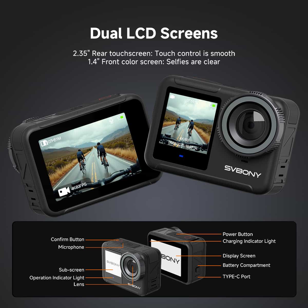 SVGO3 4K Waterproof Action Camera with Magnetic Quick Release ,Low-light Shooting, for Surfing, Diving, and Adventures