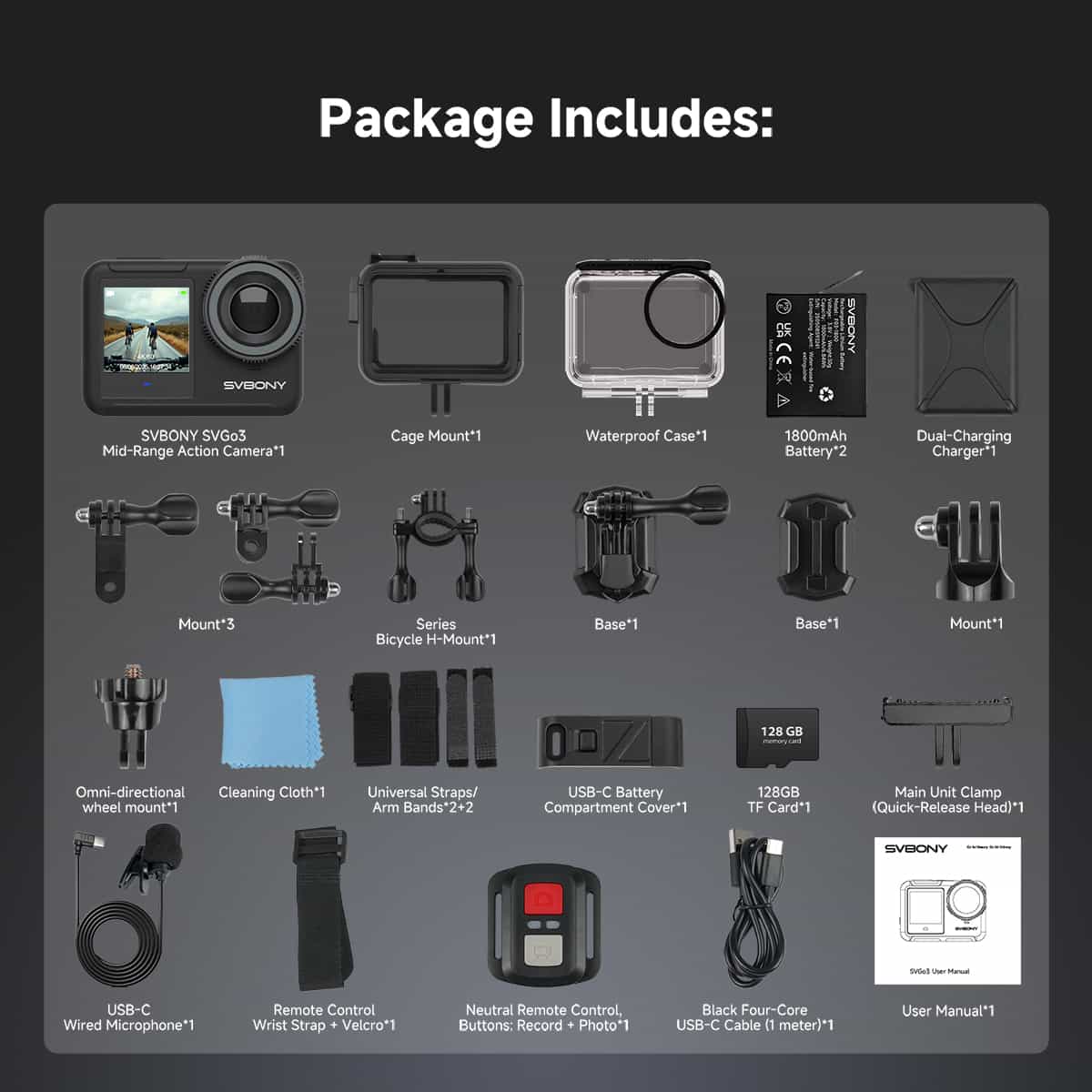 SVGO3 4K Waterproof Action Camera with Magnetic Quick Release ,Low-light Shooting, for Surfing, Diving, and Adventures