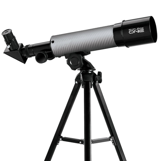 Explore One CF350 50mm Refractor — Silver Carbon Fiber Beginner Telescope on AZ Mount