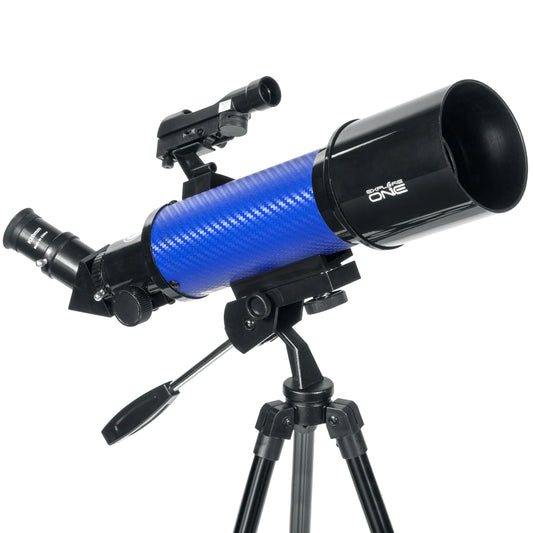 ExploreOne CF400 Blue Carbon Fiber Wrap 70mm Pan Handle AZ Mount Telescope 88-10073CF