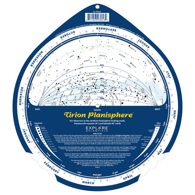 Tirion Double-Sided Multi-Latitude Planisphere with Astro R-Lite