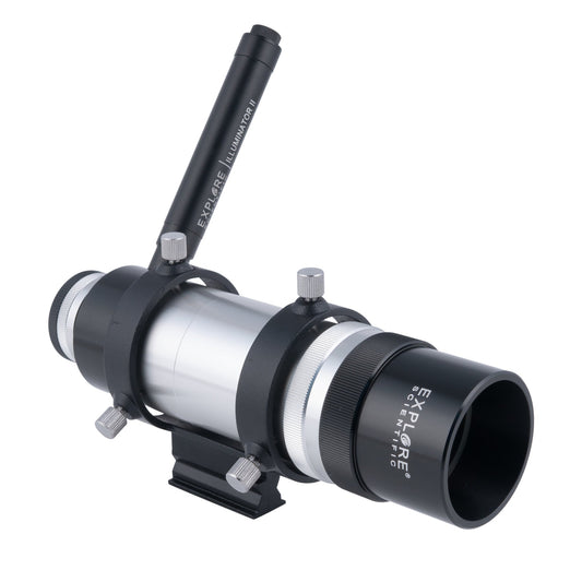 Explore Scientific VFEI0850-01 8x50 Straight Through Illuminated Viewfinder with Bracket and NEW long battery life Illuminator II